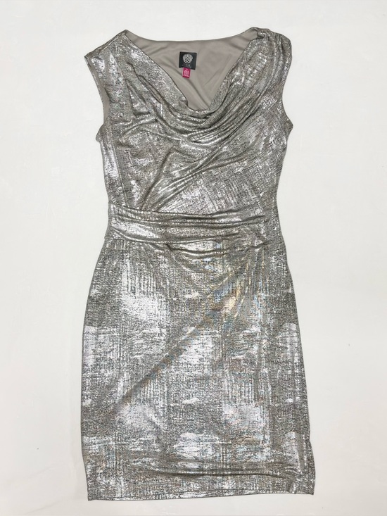 Vince Camuto Dresses & Skirts - Vince Camuto Metallic Silver Sleeveless Cowl Dress